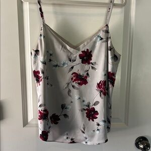 White House Black Market Floral Camisole - Red and Gray